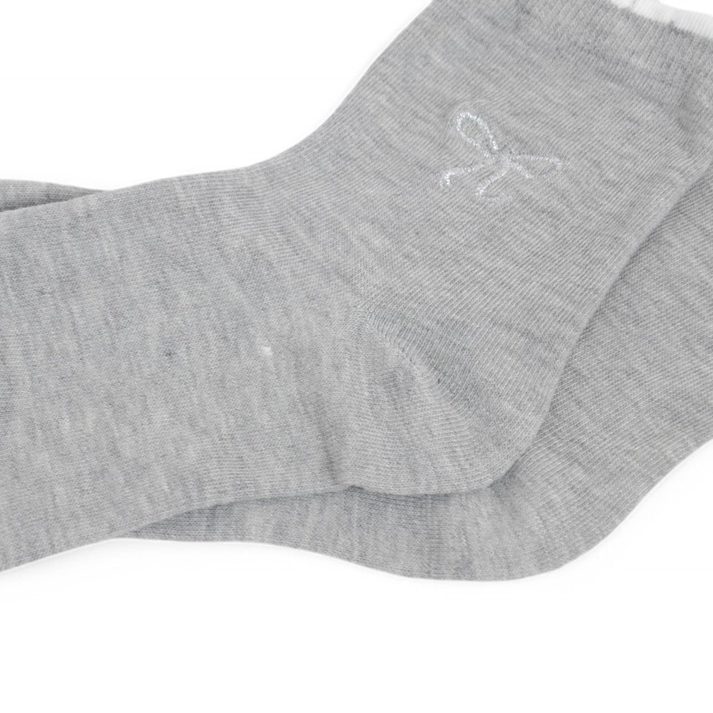 3-Pack Soft Knit Ankle Socks with Scalloped Trim and Embroidered Bow Detail