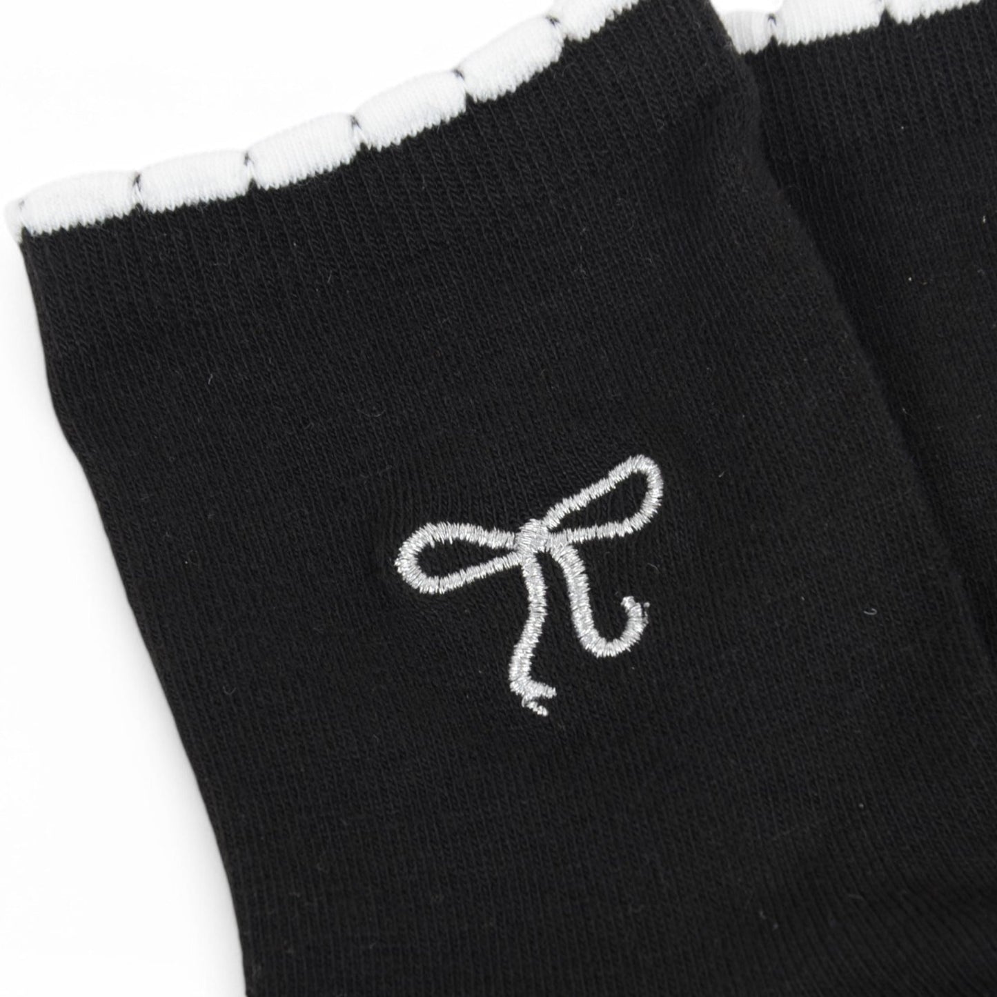 3-Pack Soft Knit Ankle Socks with Scalloped Trim and Embroidered Bow Detail