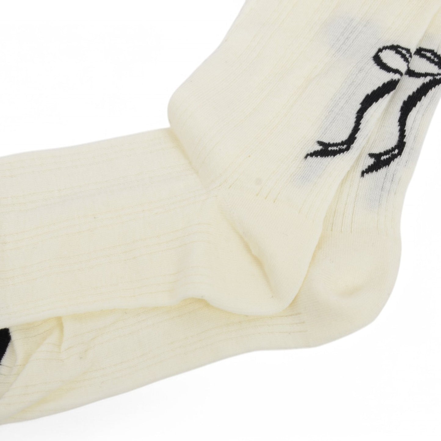 2-Pack Bow Pattern Crew Socks with Scalloped Trim and Contrast Details