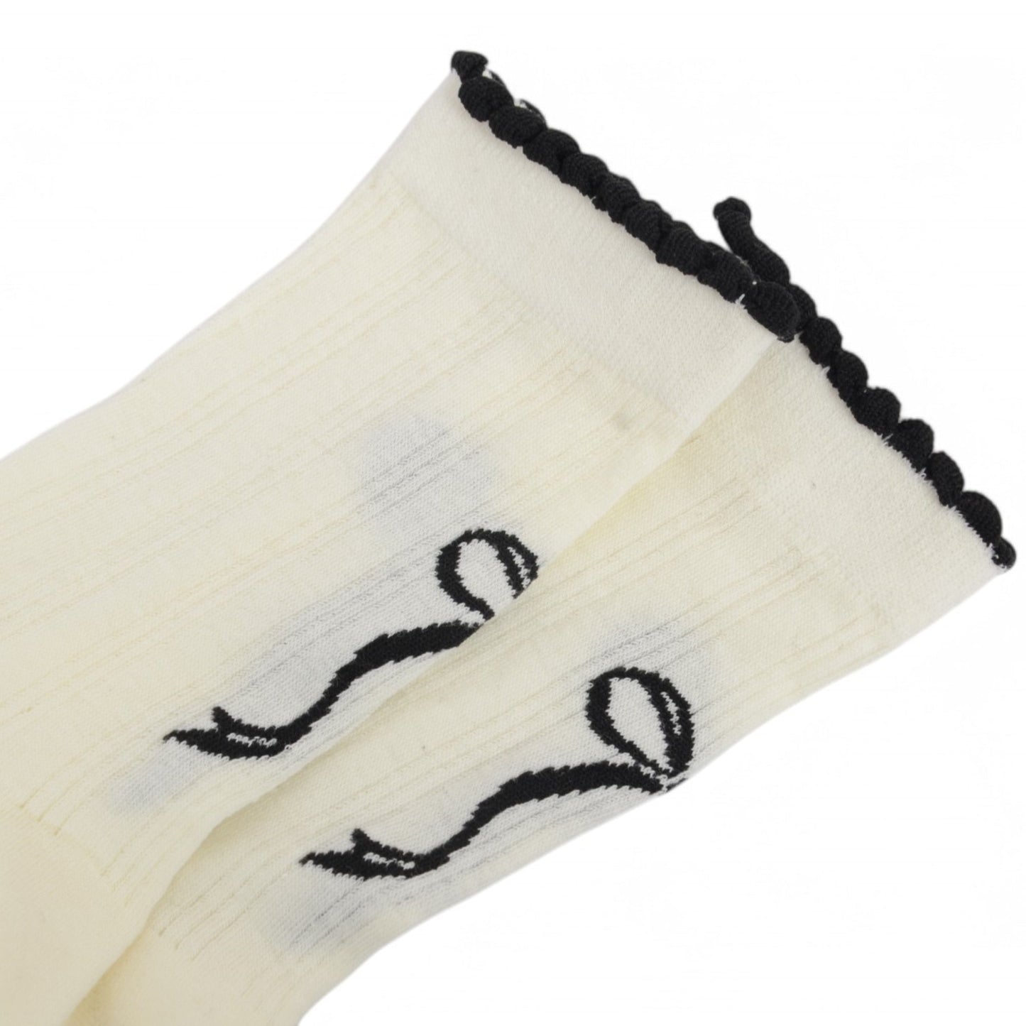 2-Pack Bow Pattern Crew Socks with Scalloped Trim and Contrast Details