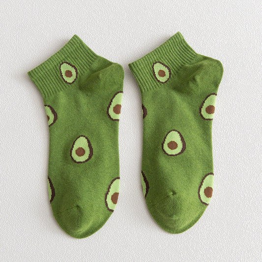 Women's Avocado Ankle Socks Non Slip Cotton for Casual Stability and Comfort 2 Pairs - One Size Fits Most