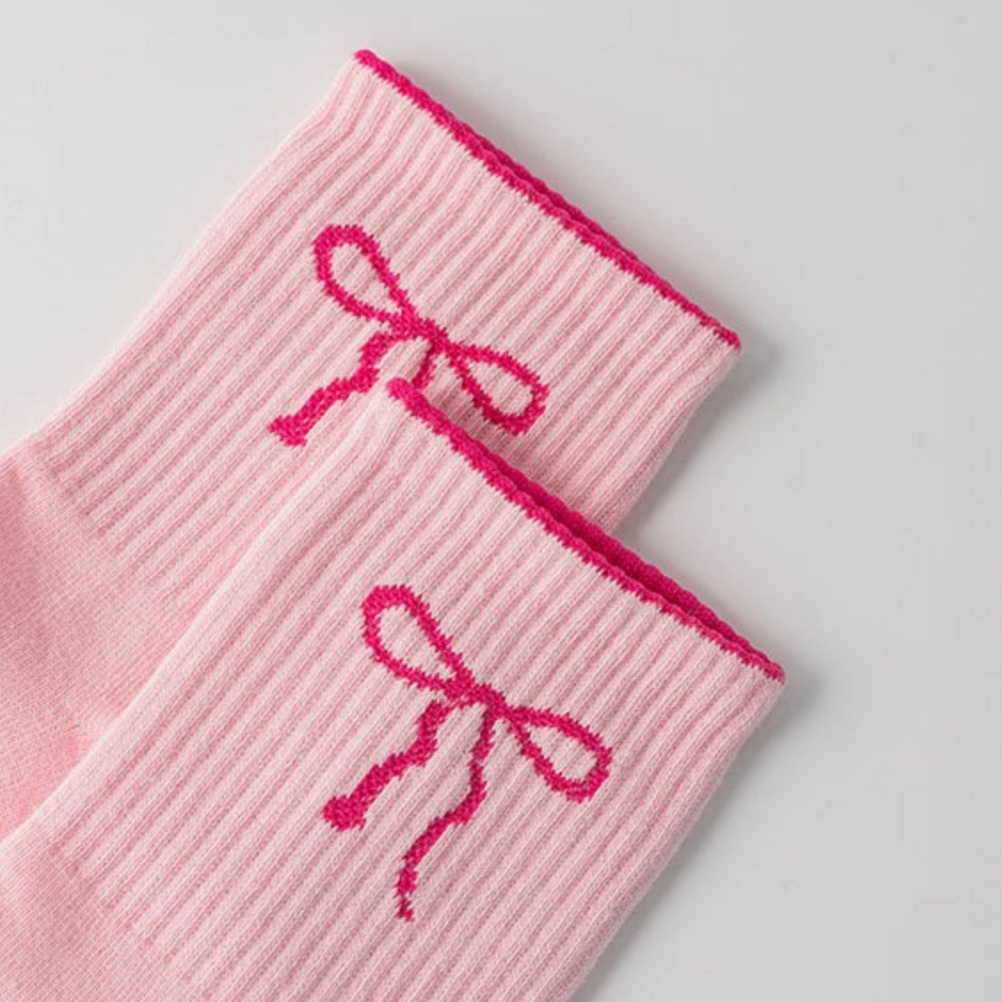 2-Pack Non-Slip Grip Socks with Bow Embroidery and Anti-Skid Dot Soles