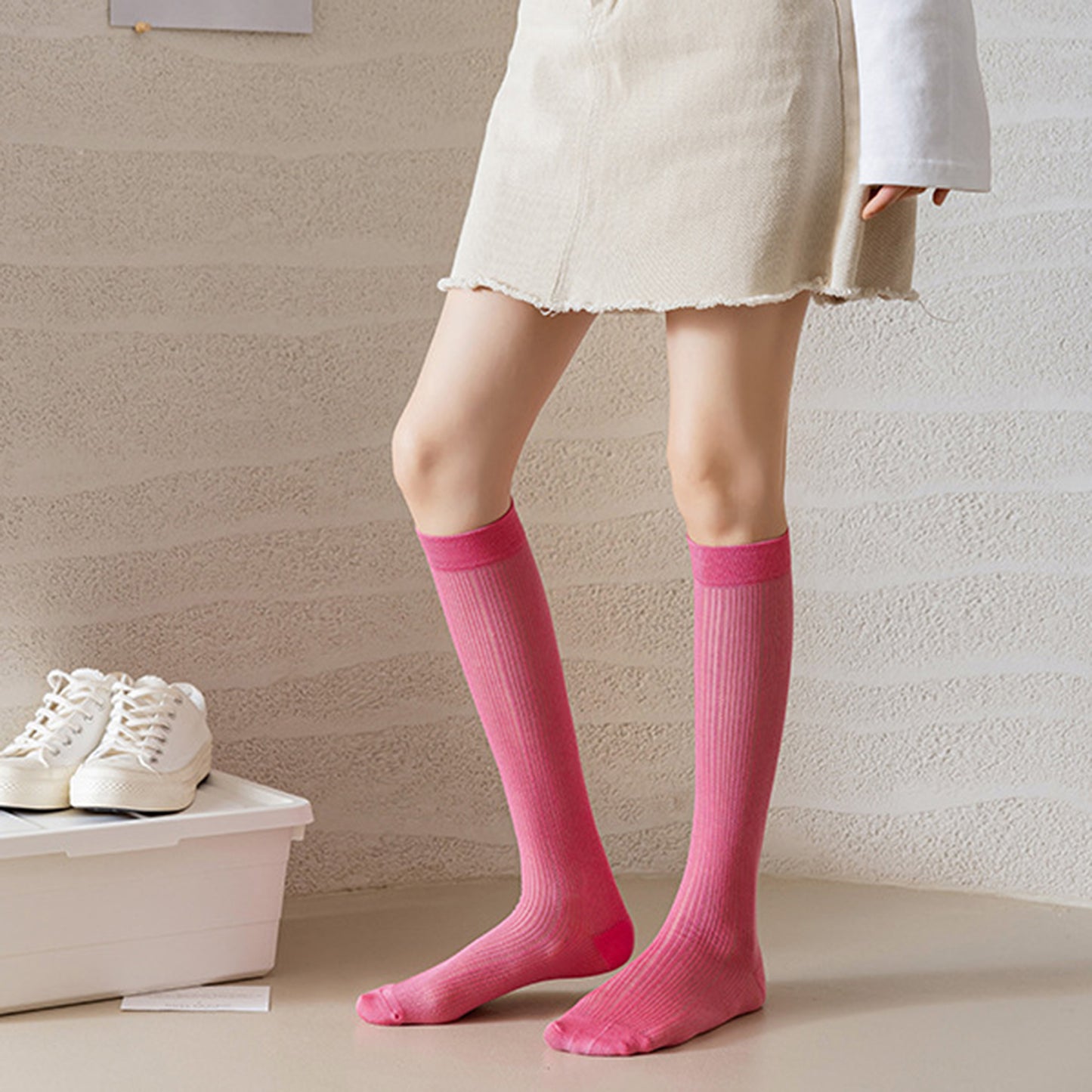 3-Pack Knee-High Ribbed Socks with Soft Stretch Knit Fabric and Lightweight Everyday Comfort