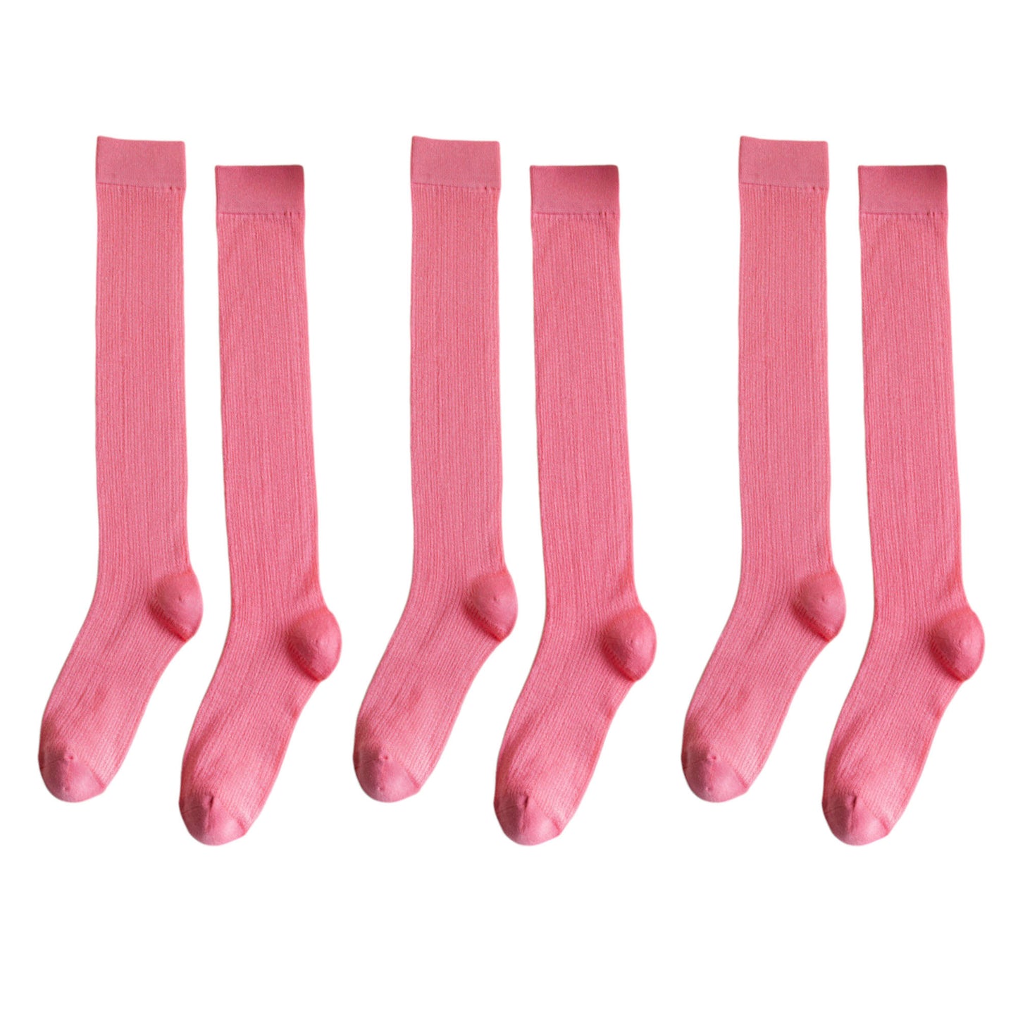 3-Pack Knee-High Ribbed Socks with Soft Stretch Knit Fabric and Lightweight Everyday Comfort