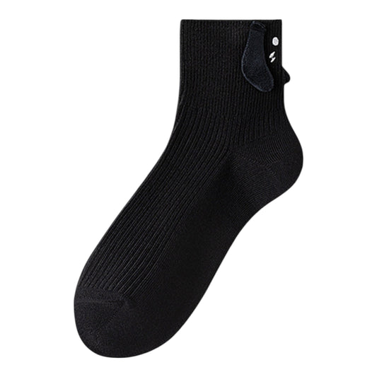 Women's White Ribbed Ankle Socks with 3D Puppy Ear Detail and Embroidered Dog Face for Fun Everyday Style