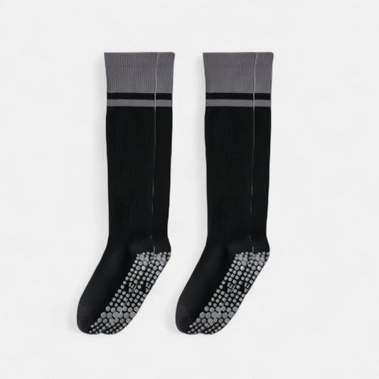 2-Pack Knee High Grip Socks with Ribbed Texture and Anti-Slip Soles for Studio Workouts