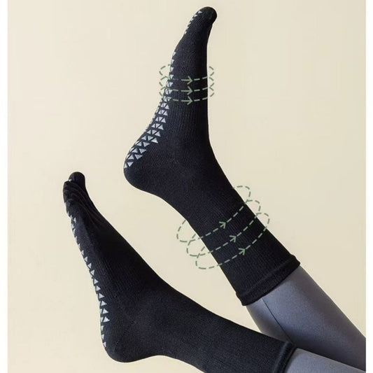 2-Pack Grip Toe Socks with Non-Slip Soles and Ribbed Knit in Neutral Tones for Yoga and Studio Classes