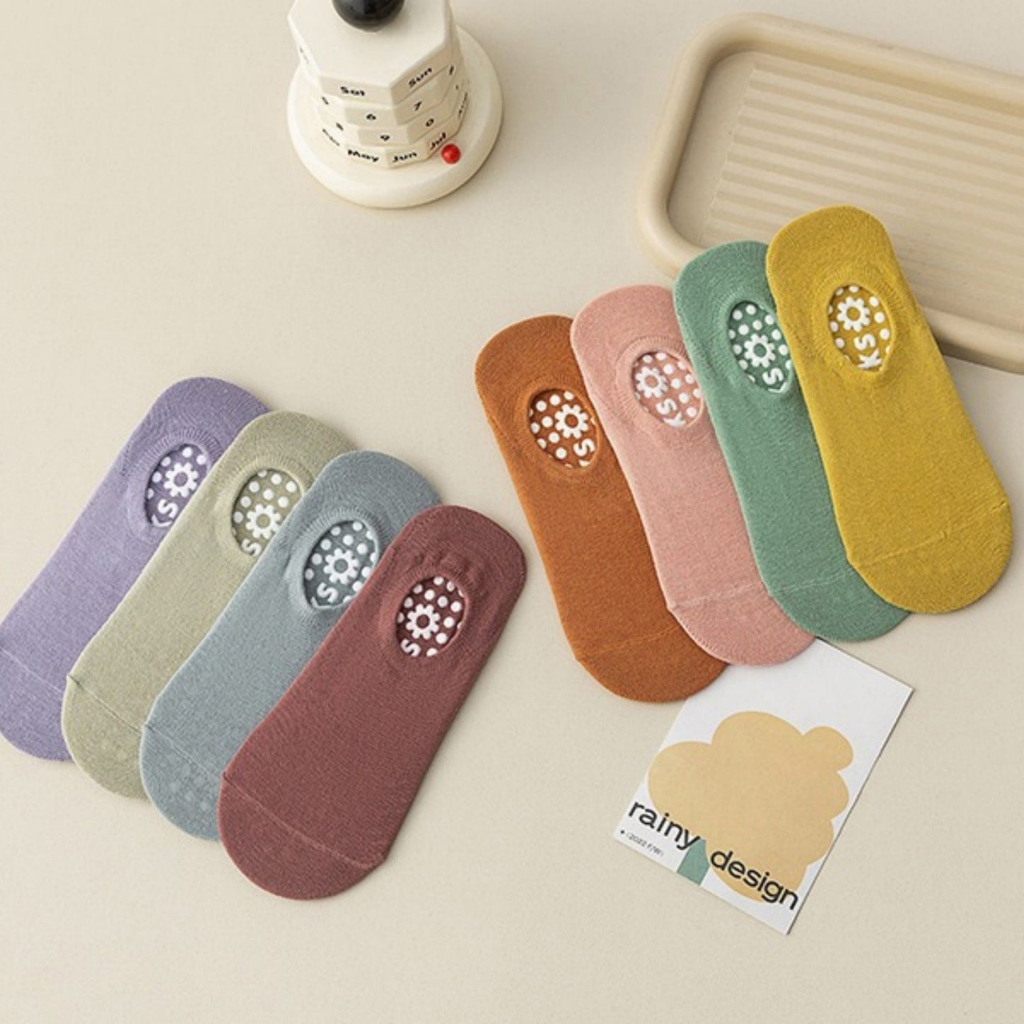 3-Pack Ballet Cut Grip Socks with Non-Slip Flower Sole Design for Pilates and Indoor Movement