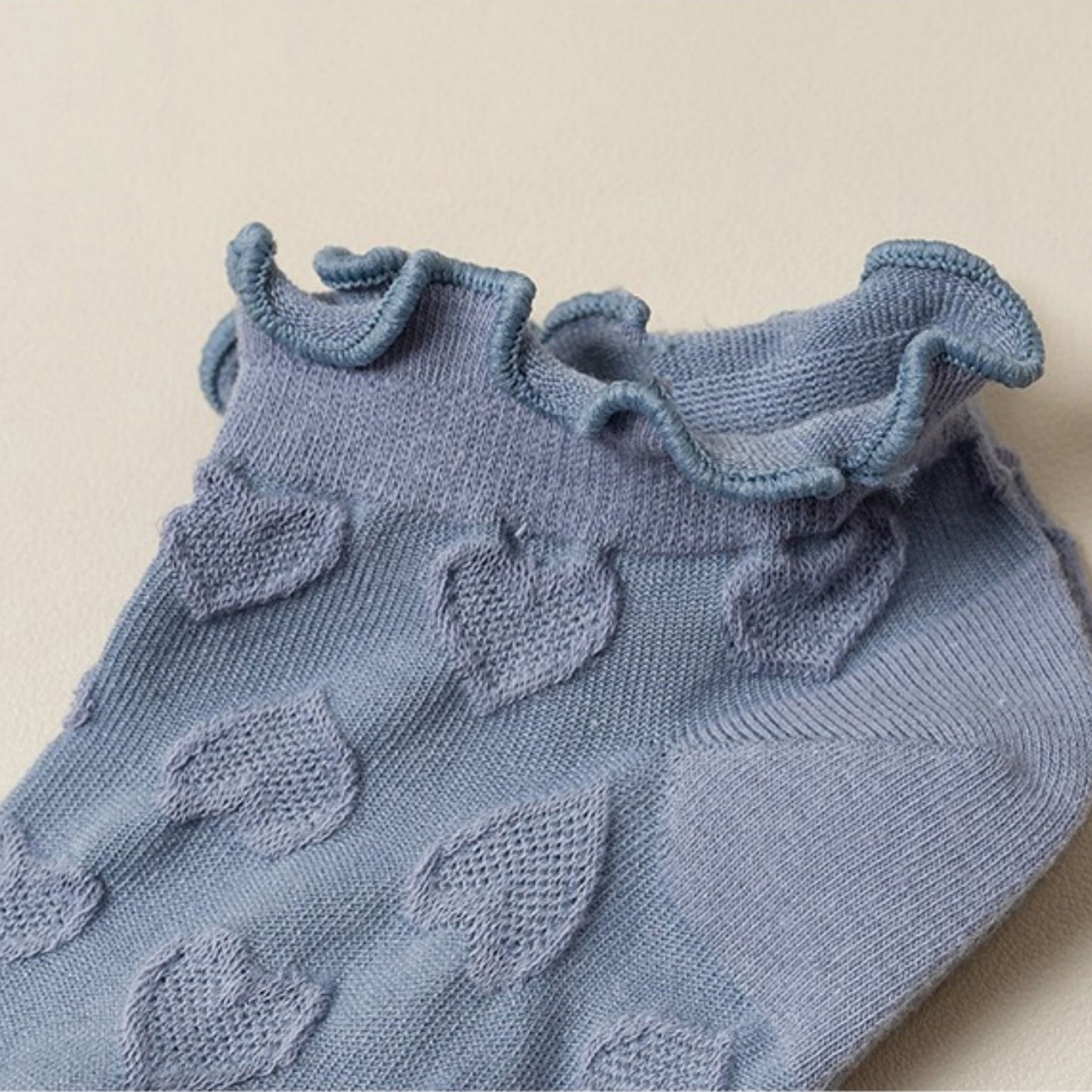 3-Pack Heart Knit Ankle Socks with Ruffle Trim and Soft Stretchy Fabric