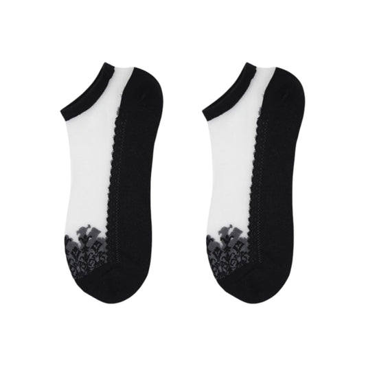 Sheer Mesh Ankle Socks with Soft Knit Sole and Delicate Lace Trim Lightweight Breathable Low-Cut Design