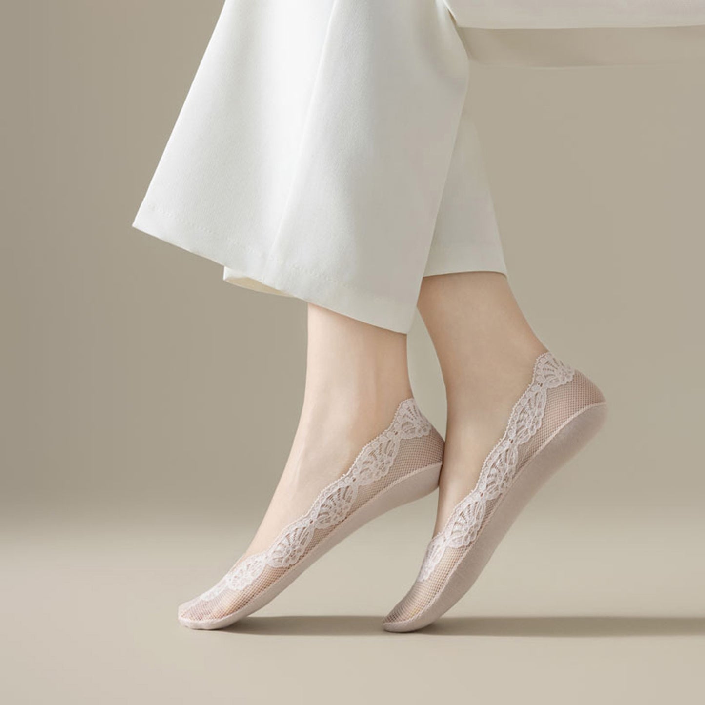 3-Pack Low Cut Lace Liner Socks with Non-Slip Heel Grip No Show Design