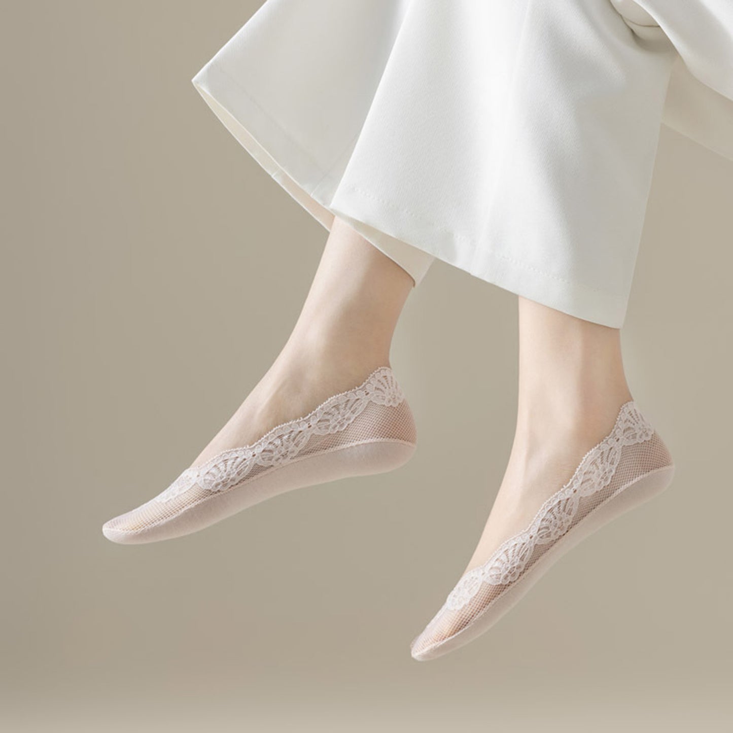 3-Pack Low Cut Lace Liner Socks with Non-Slip Heel Grip No Show Design