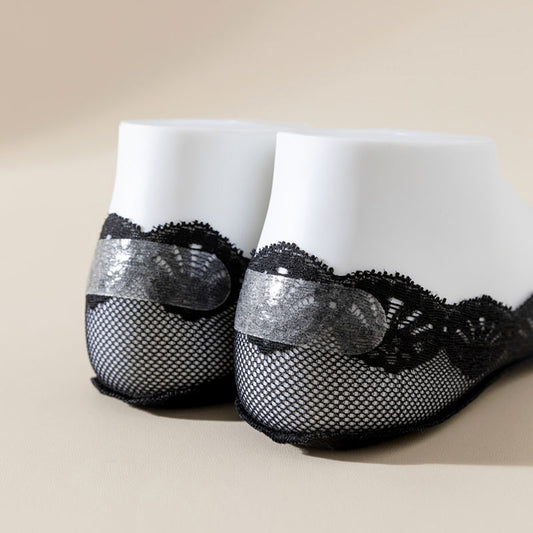 3-Pack Low Cut Lace Liner Socks with Non-Slip Heel Grip No Show Design