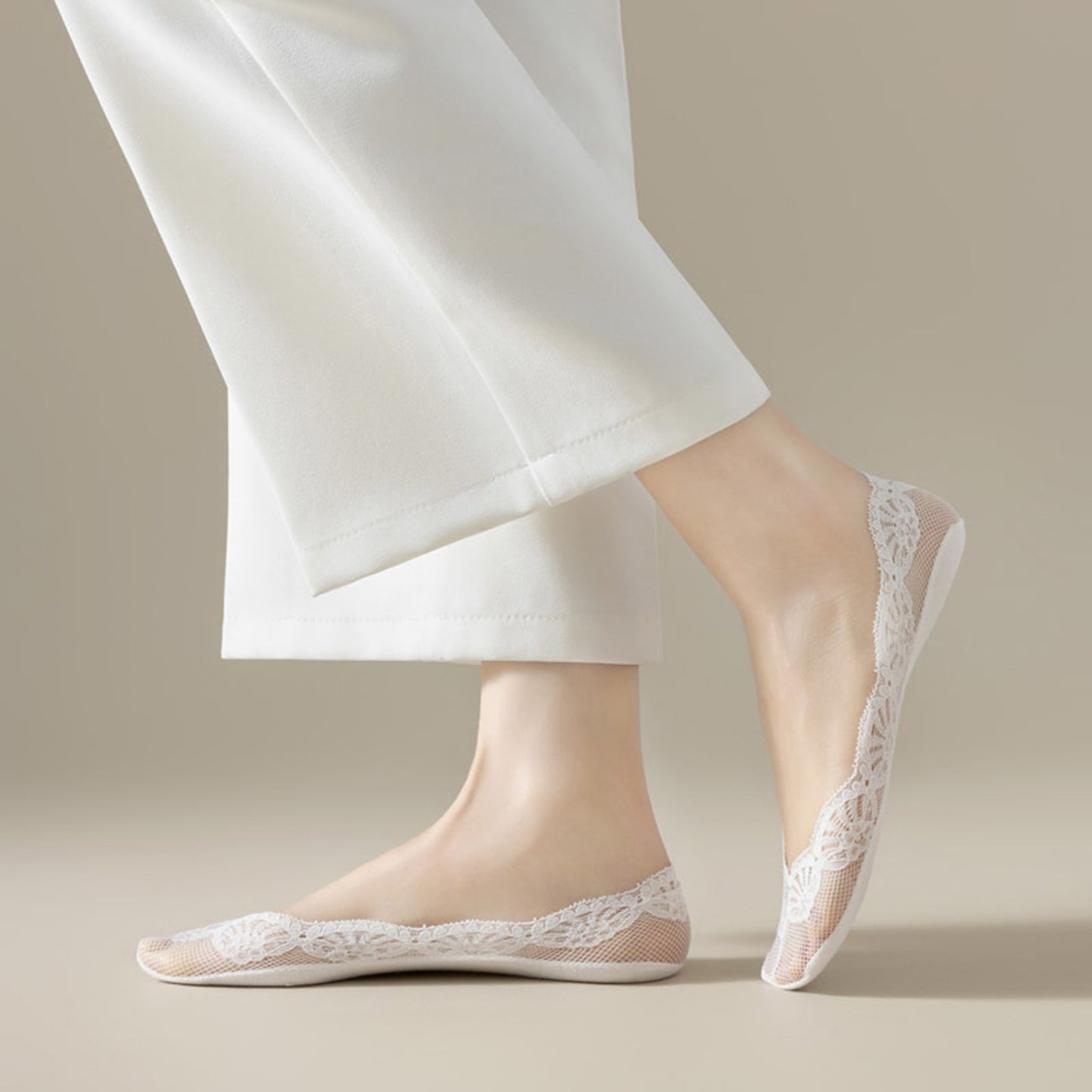 3-Pack Low Cut Lace Liner Socks with Non-Slip Heel Grip No Show Design