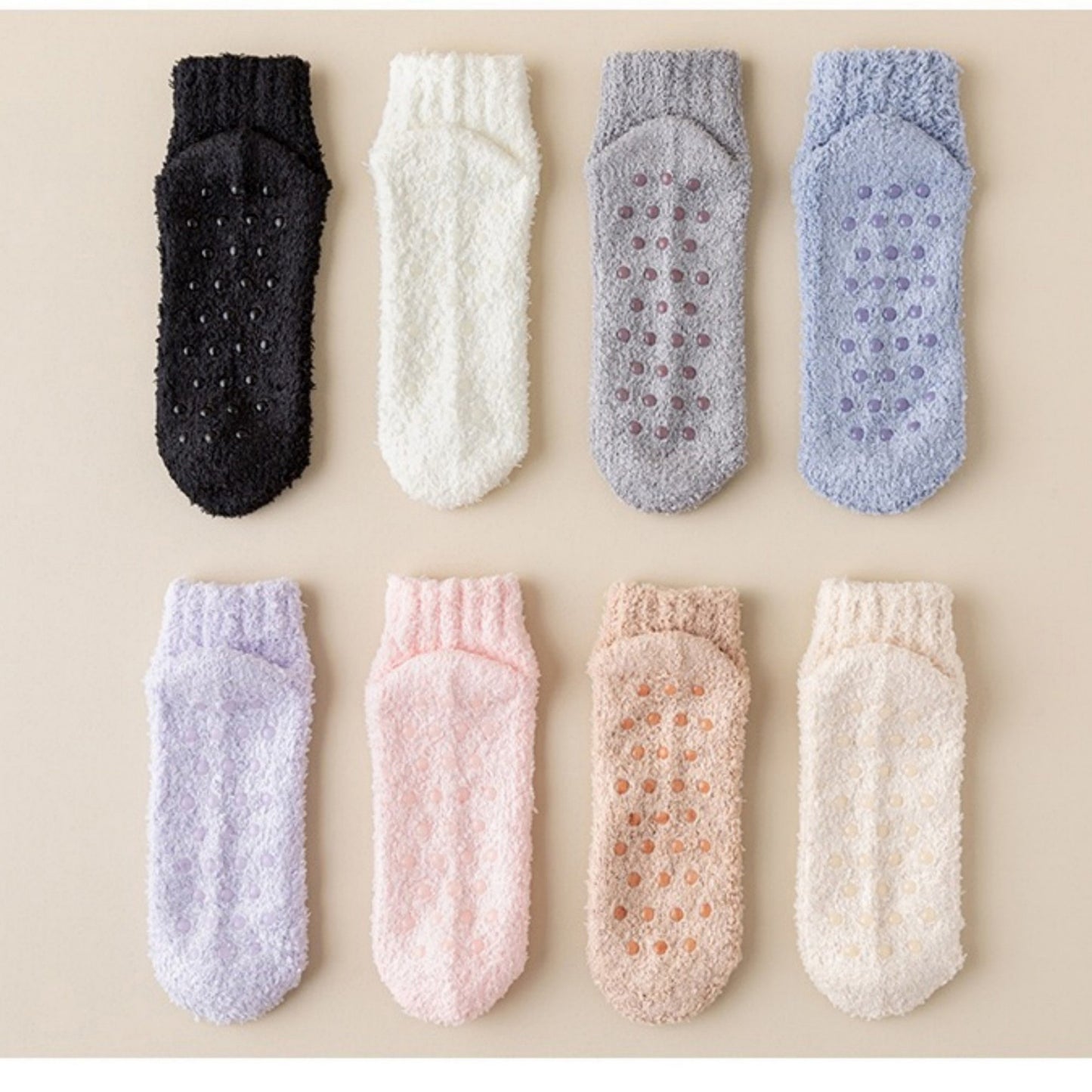 3-Pack Non-Slip Plush Fuzzy Ankle Socks with Grips and Soft Cozy Texture