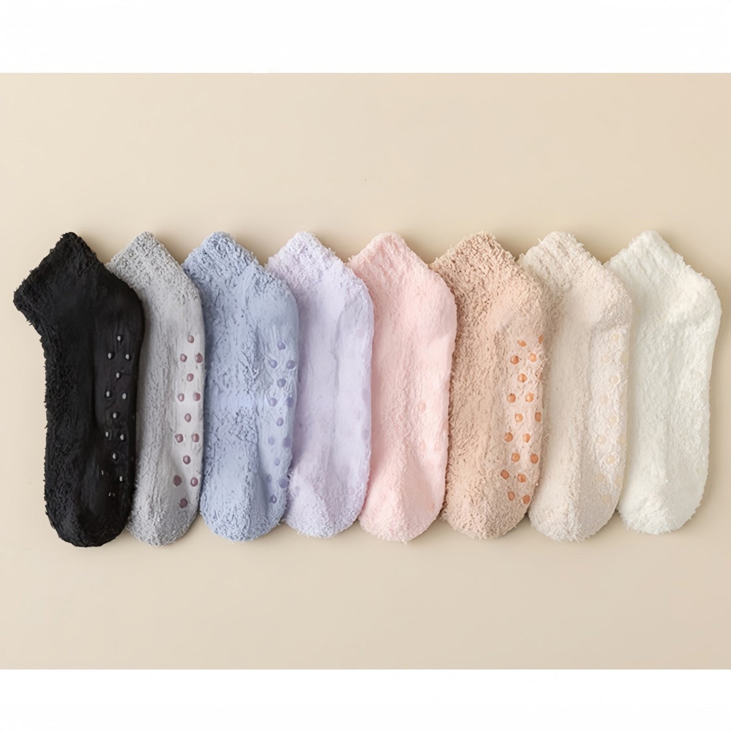 3-Pack Non-Slip Plush Fuzzy Ankle Socks with Grips and Soft Cozy Texture