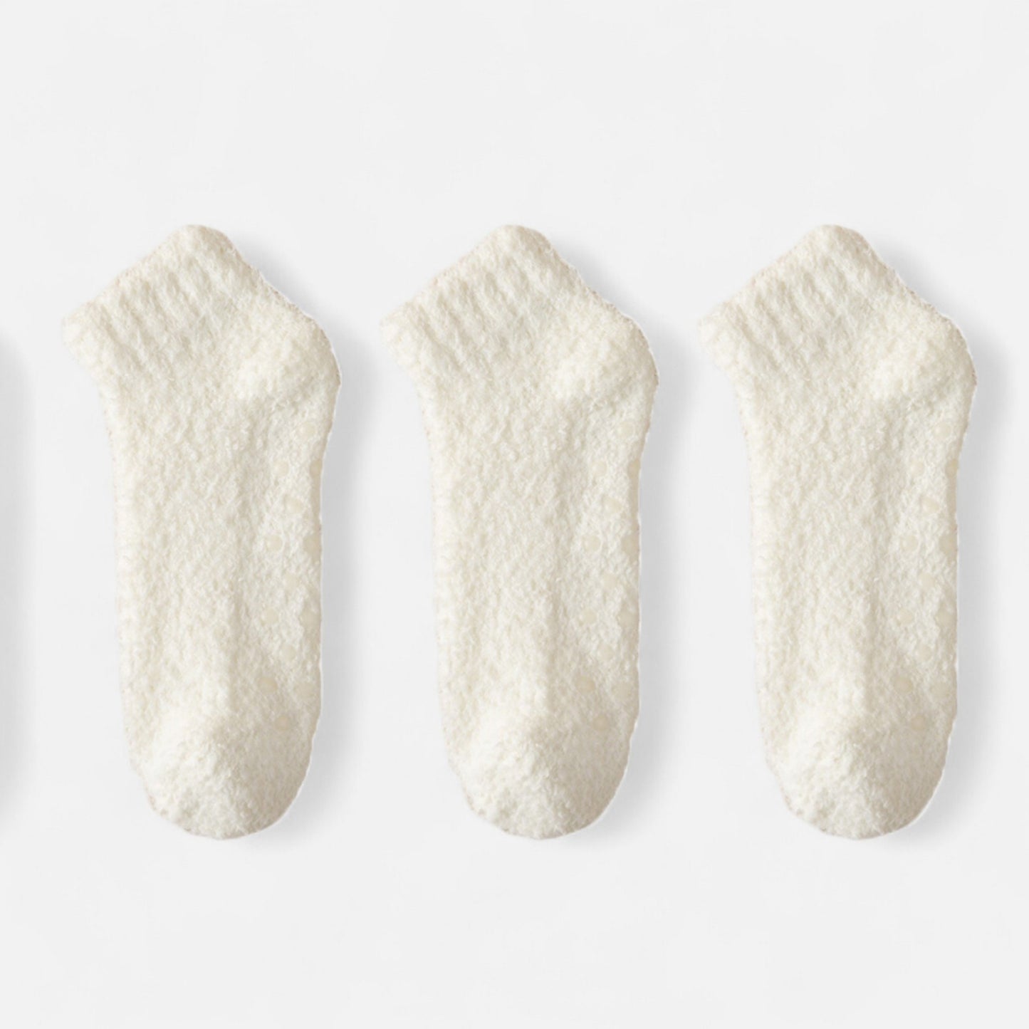 3-Pack Non-Slip Plush Fuzzy Ankle Socks with Grips and Soft Cozy Texture