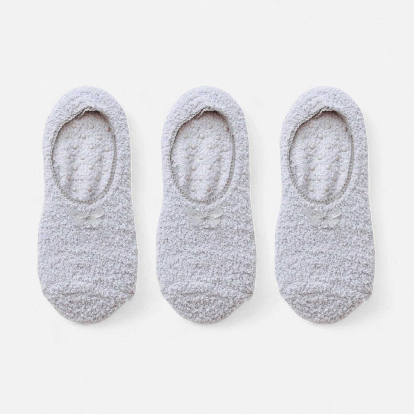 3-Pack Non-Slip Plush Fuzzy Slipper Socks with Fabric Bow and Grip Bottoms