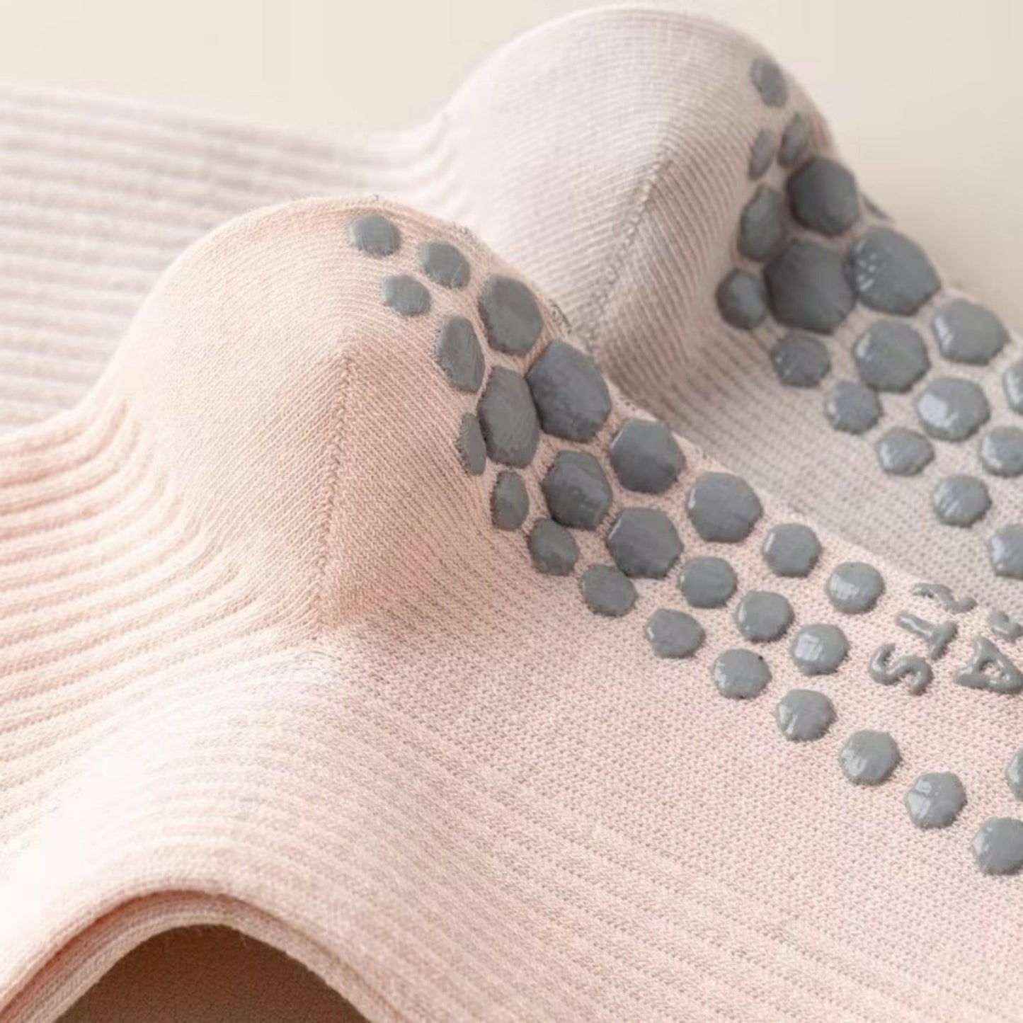 2-Pack Long Ribbed Non-Slip Socks with Grip Soles for Indoor Comfort and Support