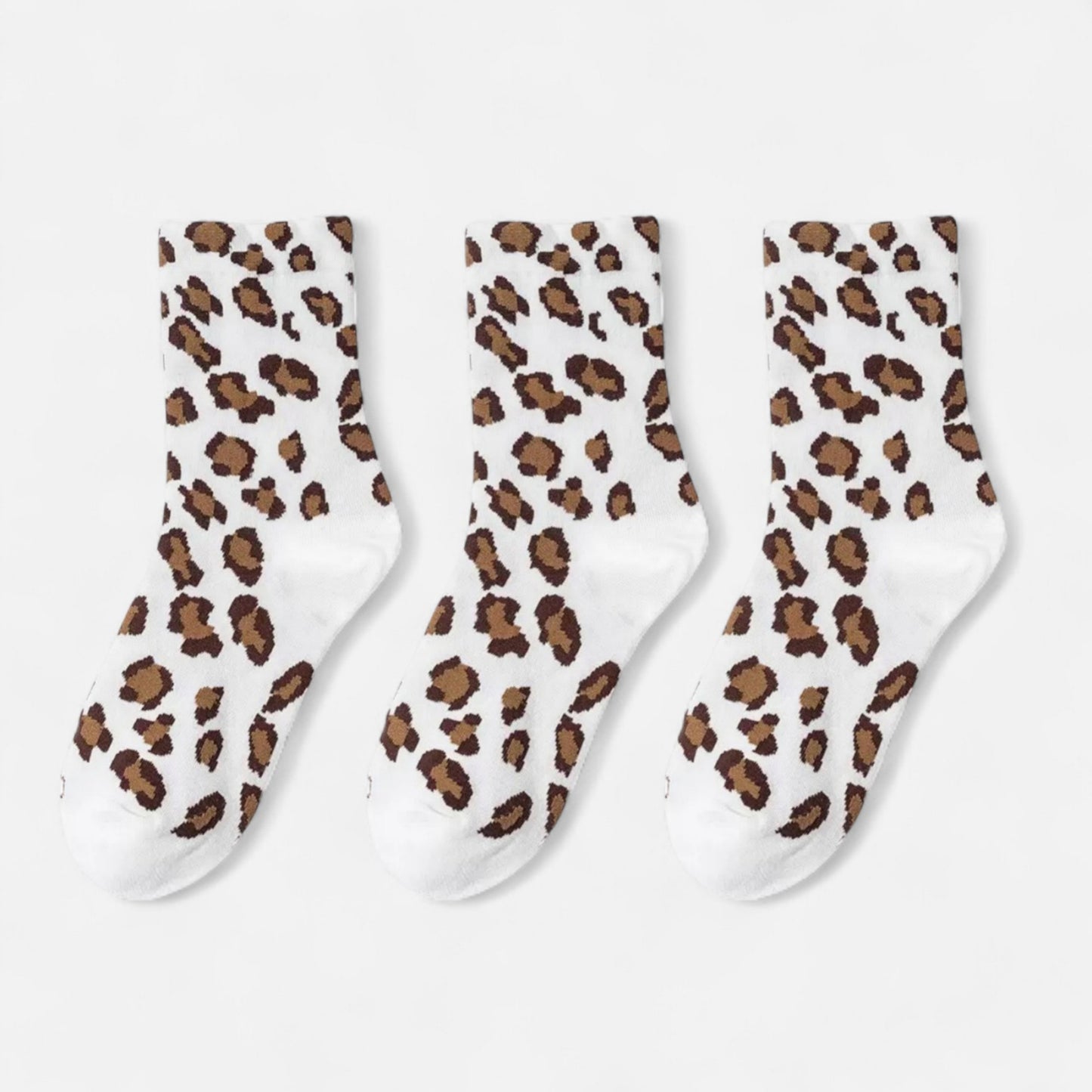 3-Pack Leopard Print Ankle Socks with Soft Knit Fabric and Allover Animal Pattern