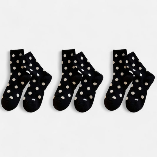 3-Pack Polka Dot Ankle Socks with Soft Knit Texture and Classic Dotted Design