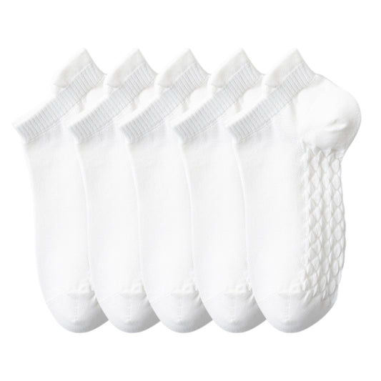5-Pair Cotton Low-Cut Ankle Socks with Soft Breathable Knit Design and Stretch Comfort Fit