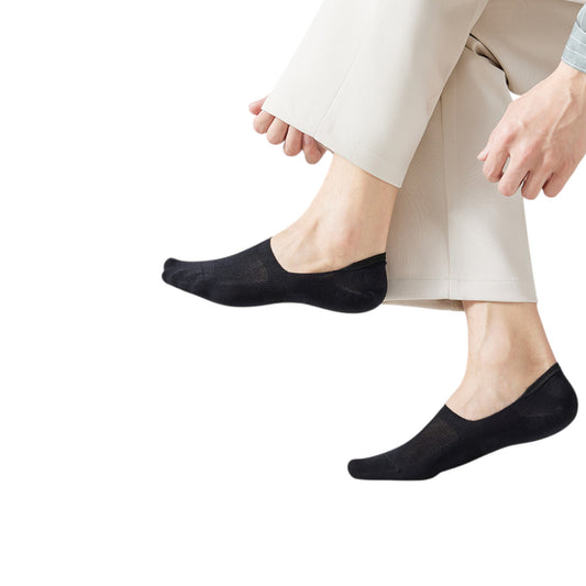 Men's 5 Pairs Low Cut Mesh Socks with Non-Slip Heel and Soft Stretch Fit