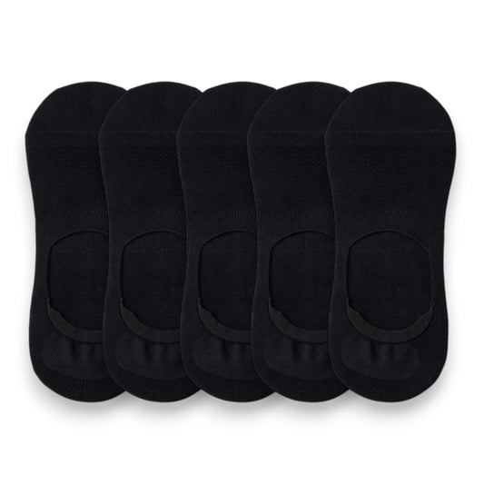 Men's 5 Pairs Low Cut Mesh Socks with Non-Slip Heel and Soft Stretch Fit