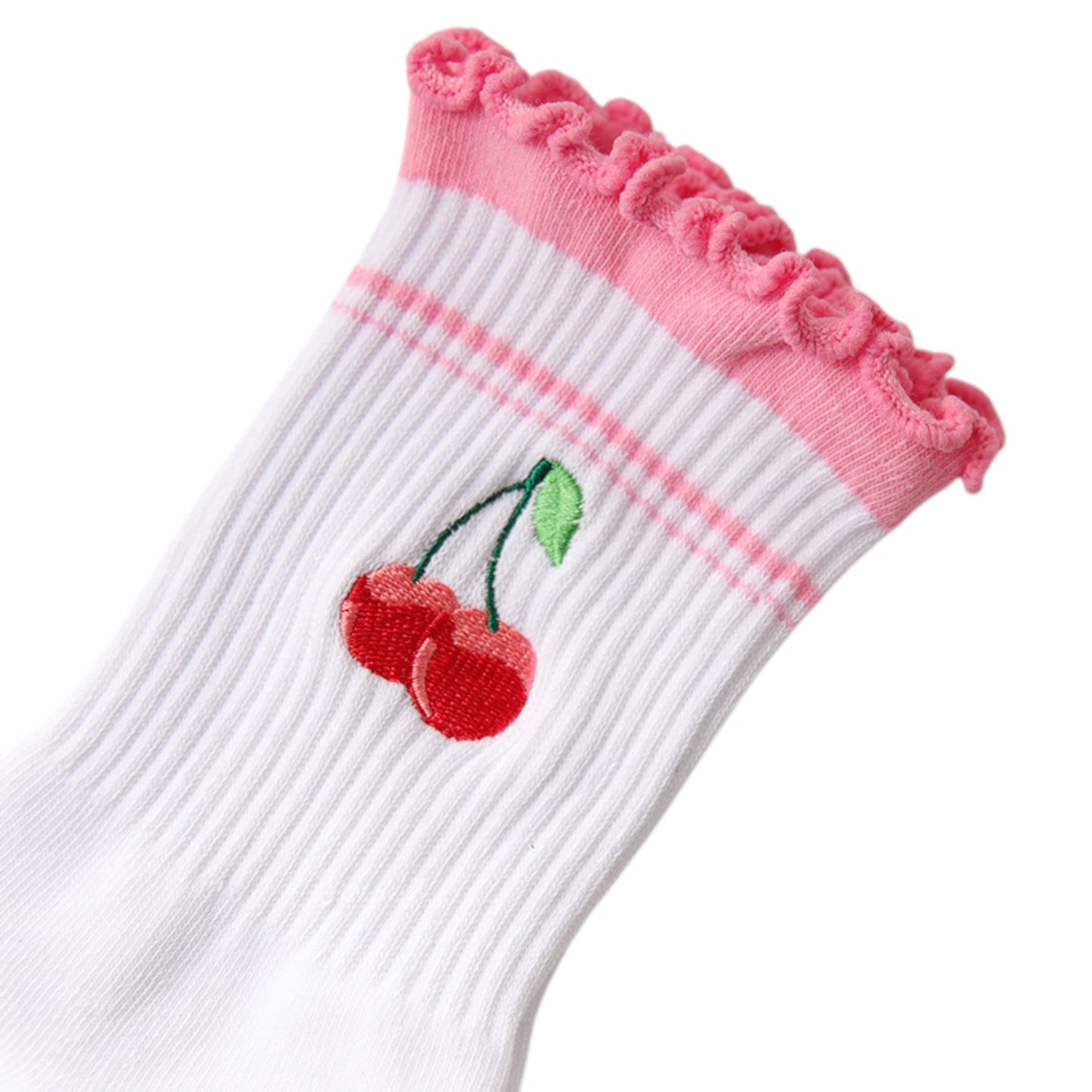 3-Pack Cotton Crew Socks with Non-Slip Grip and Embroidered Fruit and Animal Designs