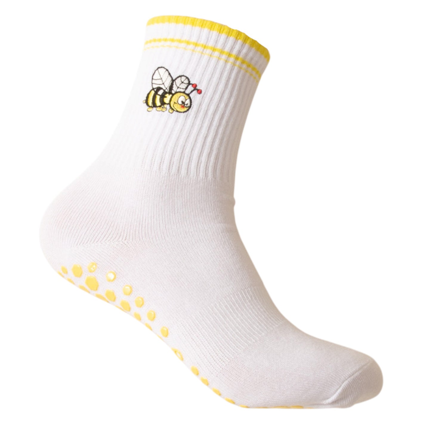 3-Pack Cotton Crew Socks with Non-Slip Grip and Embroidered Fruit and Animal Designs