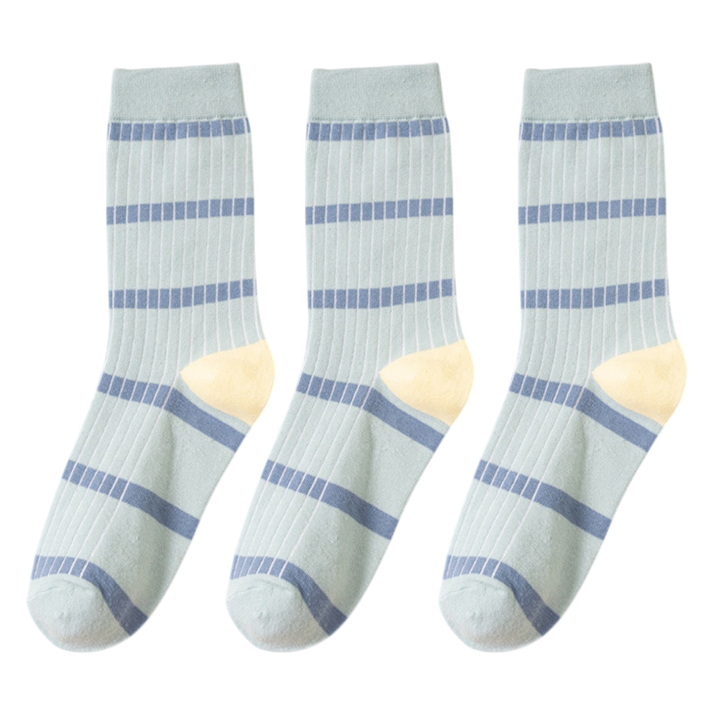 3 Pairs Women's Mid-Calf Striped Casual Cotton Socks