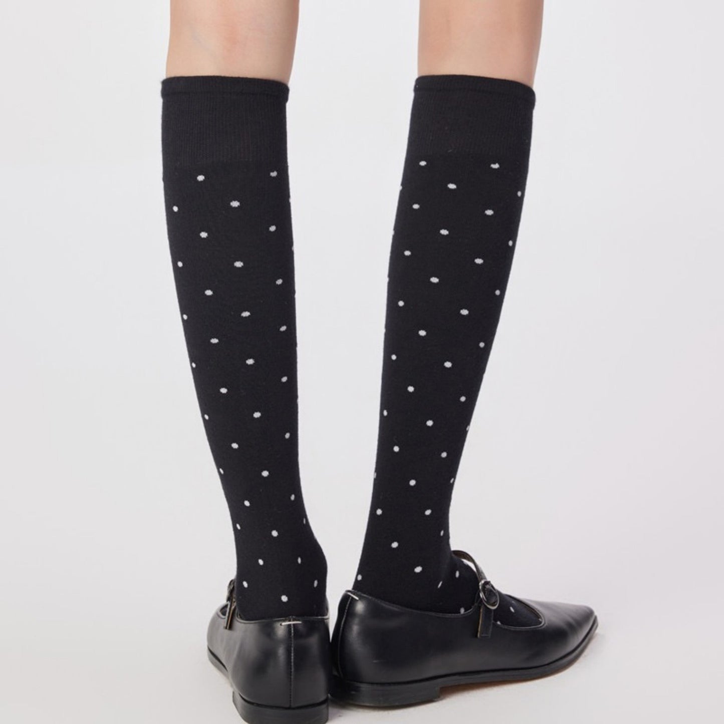 2-Pair Knee-High Socks with Classic Polka Dot Pattern Soft Stretch Fabric Perfect for Gifting and Everyday Wear