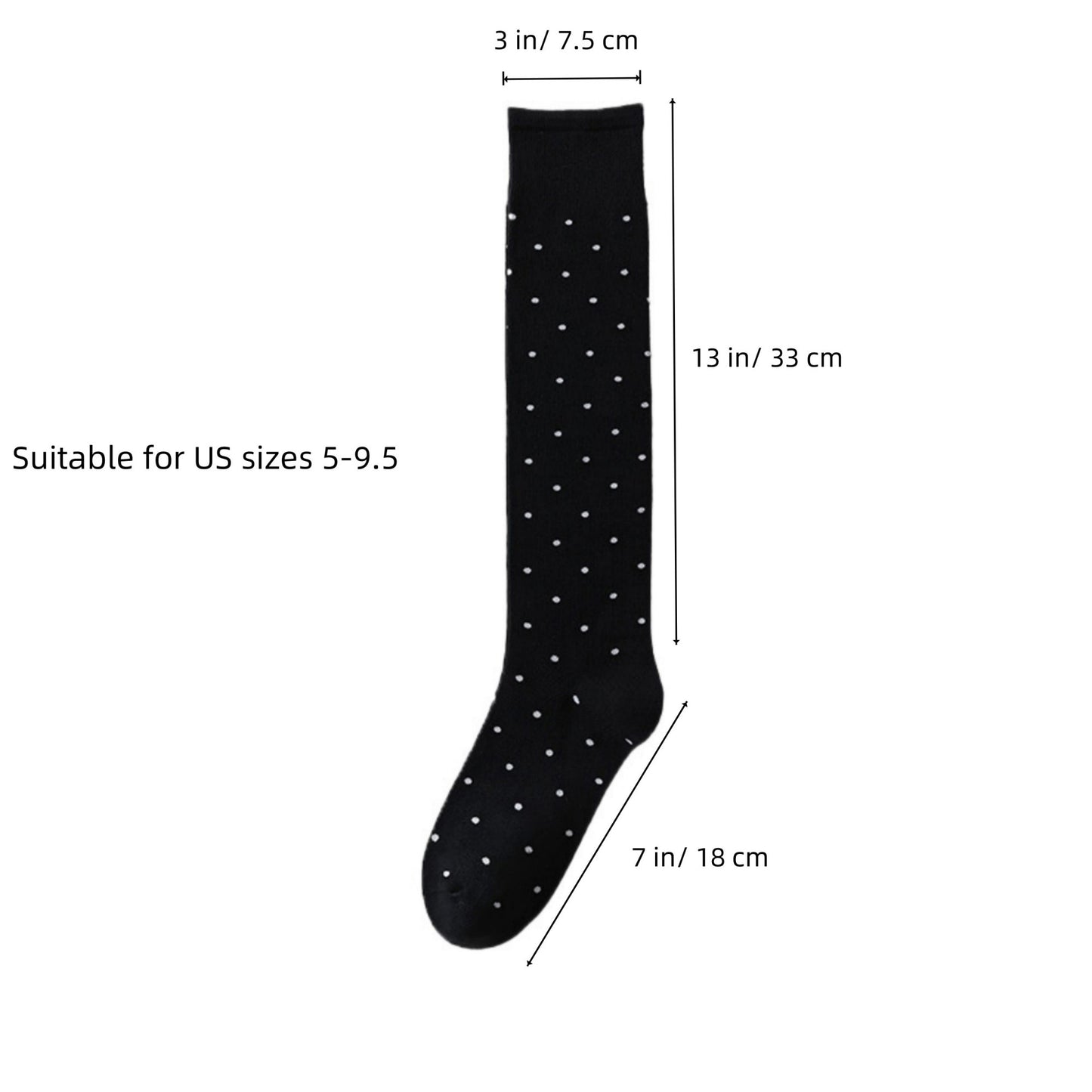 2-Pair Knee-High Socks with Classic Polka Dot Pattern Soft Stretch Fabric Perfect for Gifting and Everyday Wear