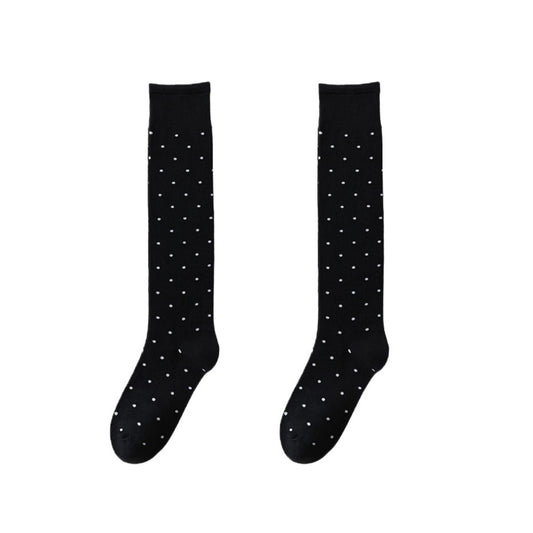 2-Pair Knee-High Socks with Classic Polka Dot Pattern Soft Stretch Fabric Perfect for Gifting and Everyday Wear