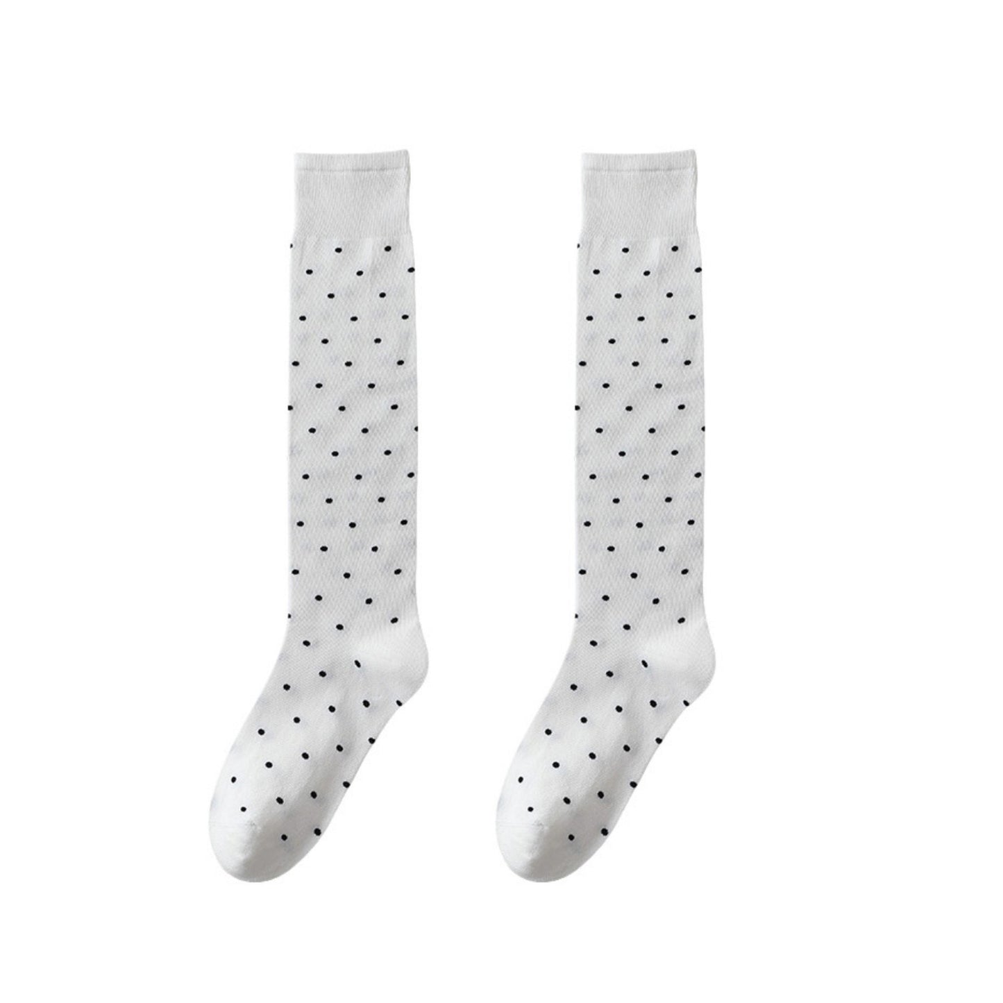 2-Pair Knee-High Socks with Classic Polka Dot Pattern Soft Stretch Fabric Perfect for Gifting and Everyday Wear