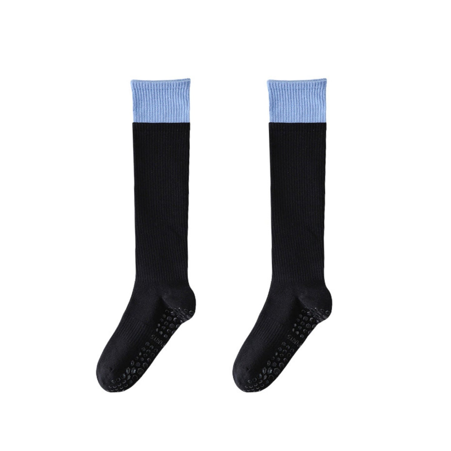 2-Pair Knee High Grip Bottom Socks with Ribbed Knit Design and Cushioned Comfort for Yoga, Pilates, and Dance