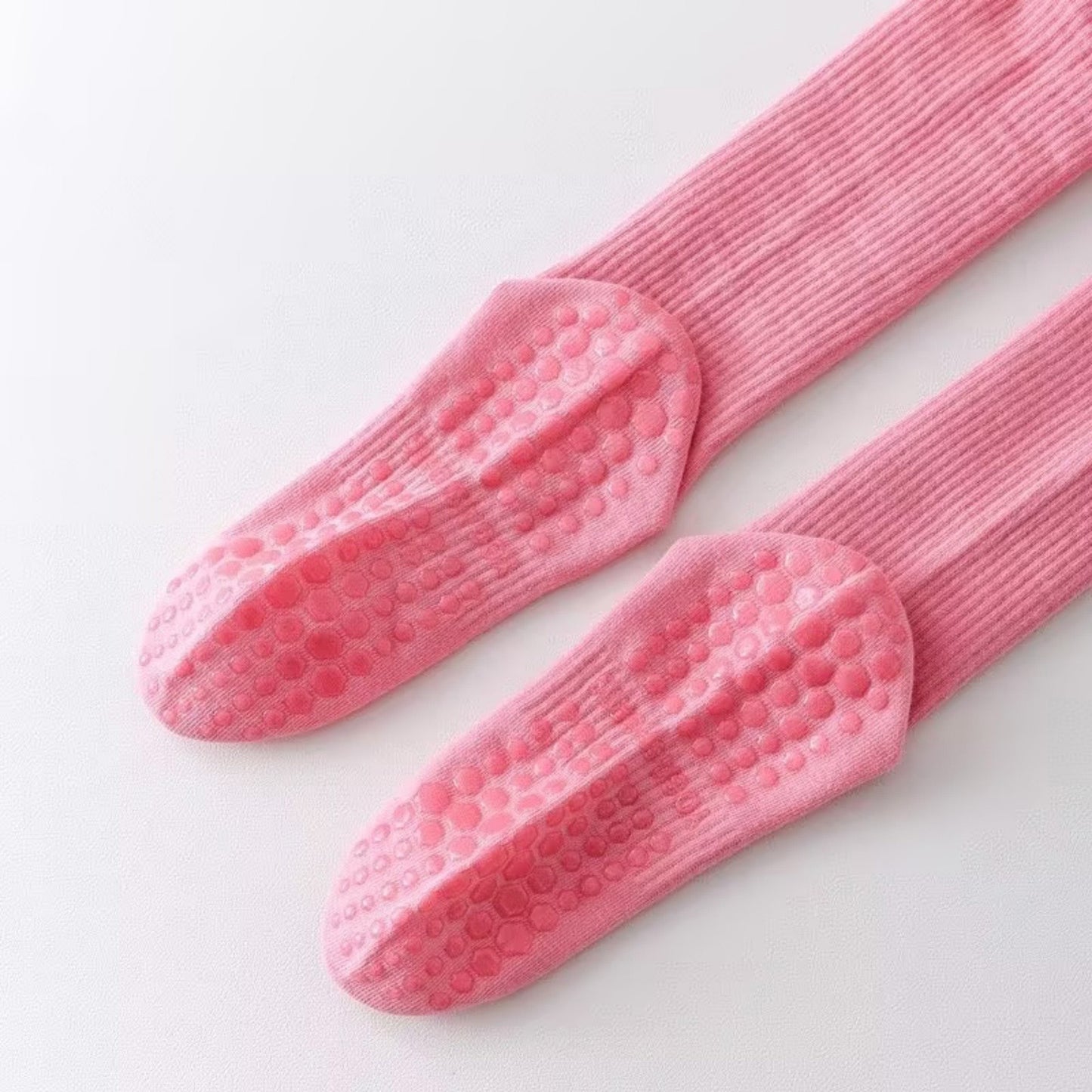 2-Pair Knee High Grip Bottom Socks with Ribbed Knit Design and Cushioned Comfort for Yoga, Pilates, and Dance