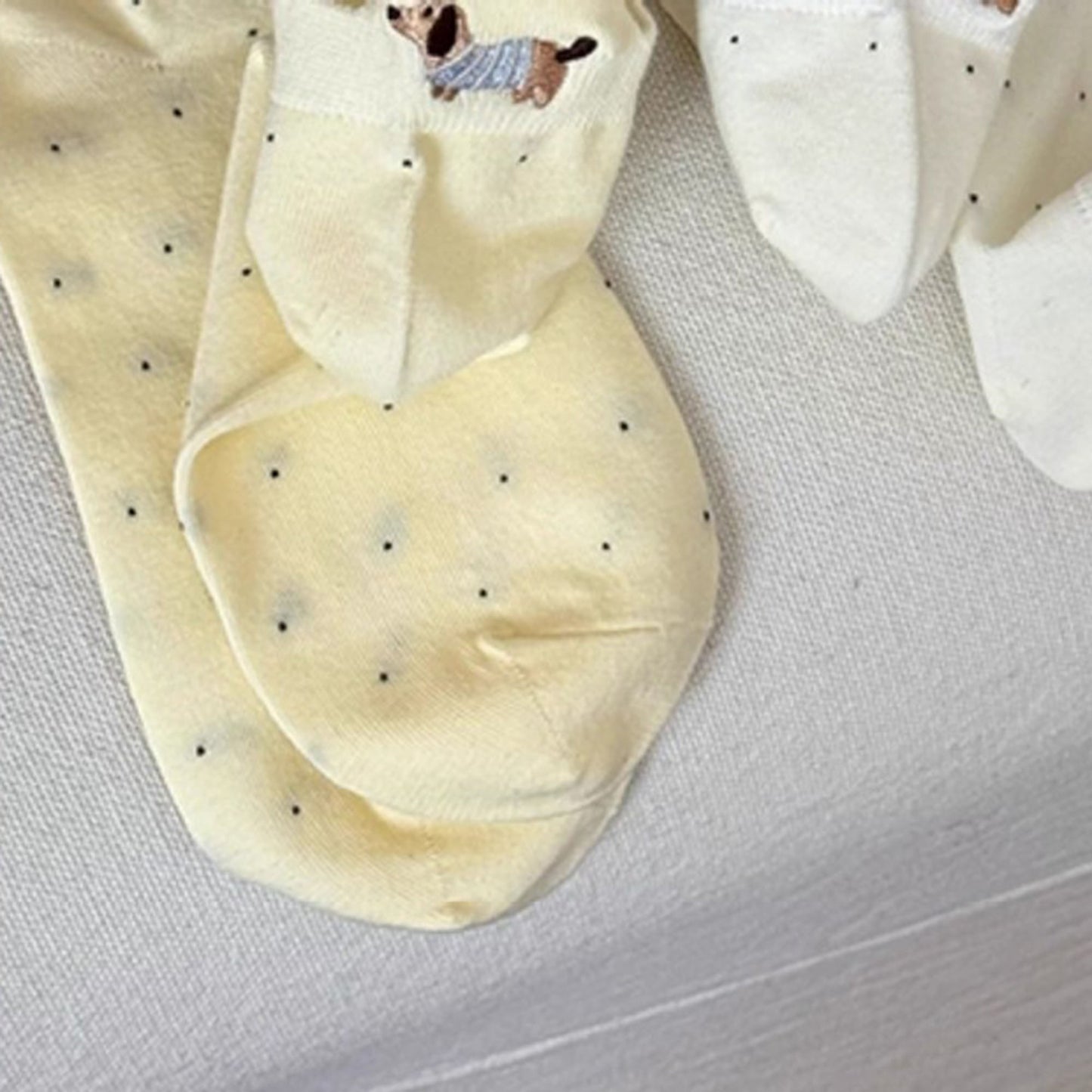 3-Pair No-Show Socks with Embroidered Dog Design and Soft Knit Low-Cut Fit for Casual Comfort