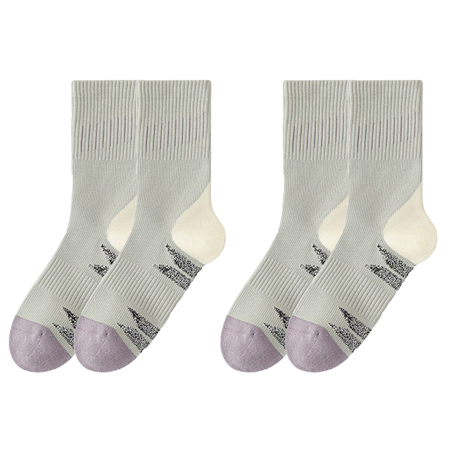 2-Pair Ribbed Crew Socks with Contrast Toe and Heel Design and Modern Abstract Knit Pattern