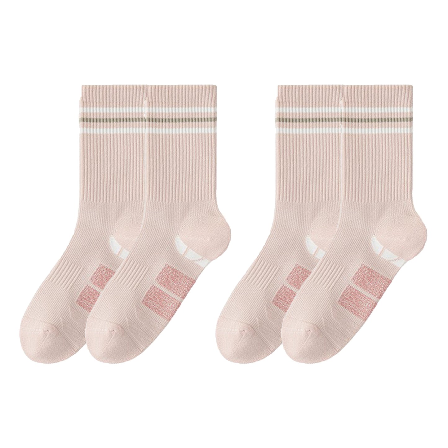 2-Pair Ribbed Crew Socks with Contrast Toe and Heel Design and Modern Abstract Knit Pattern