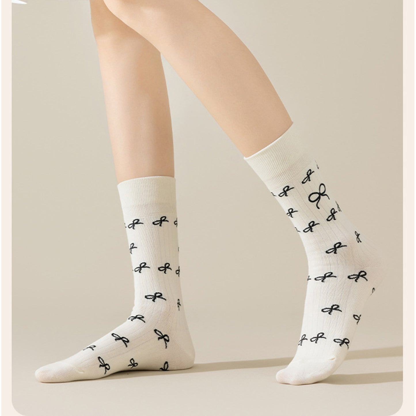 3 Pairs Women's Casual Crew Socks Assorted Patterns Striped Polka Dot and Bow Embroidery