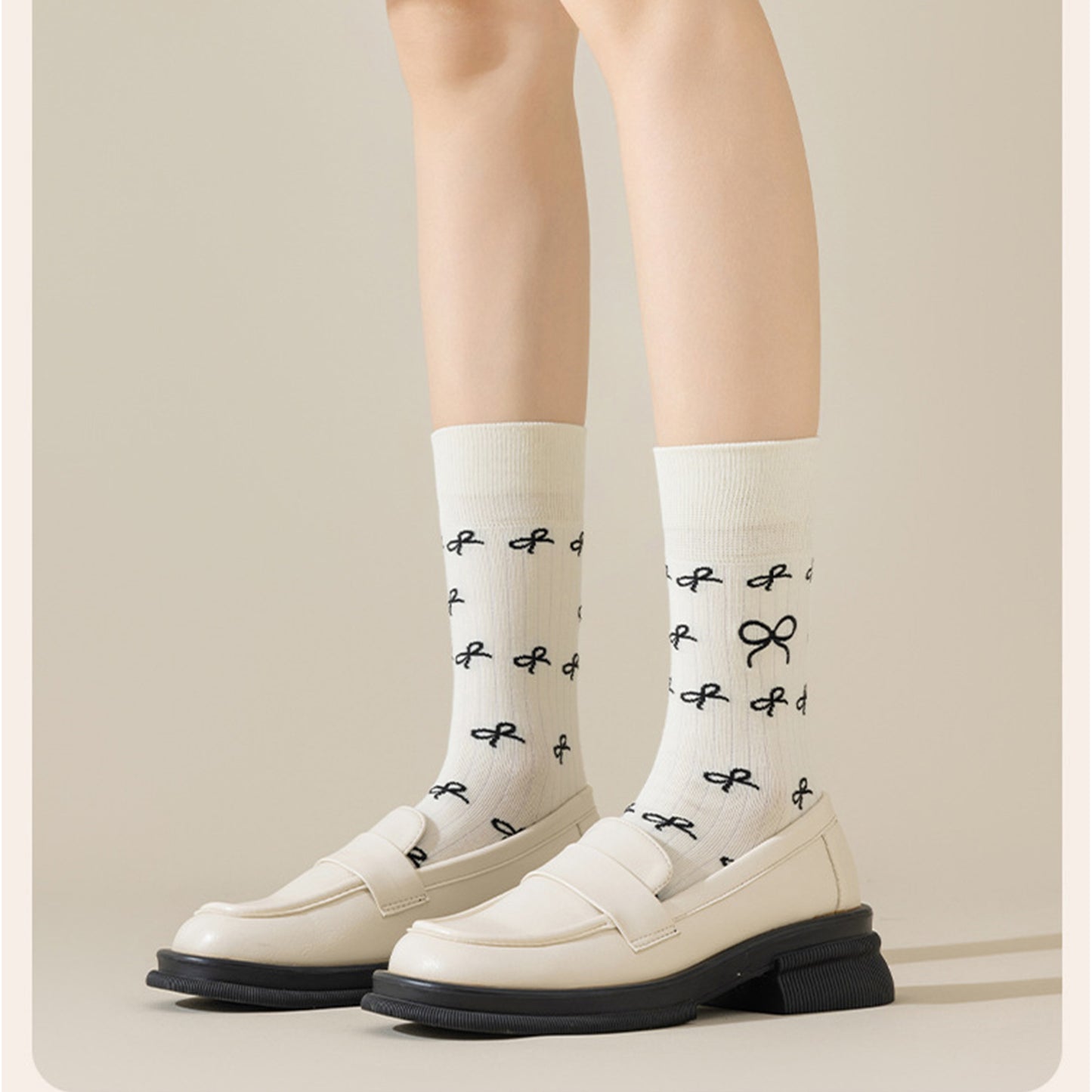 3 Pairs Women's Casual Crew Socks Assorted Patterns Striped Polka Dot and Bow Embroidery