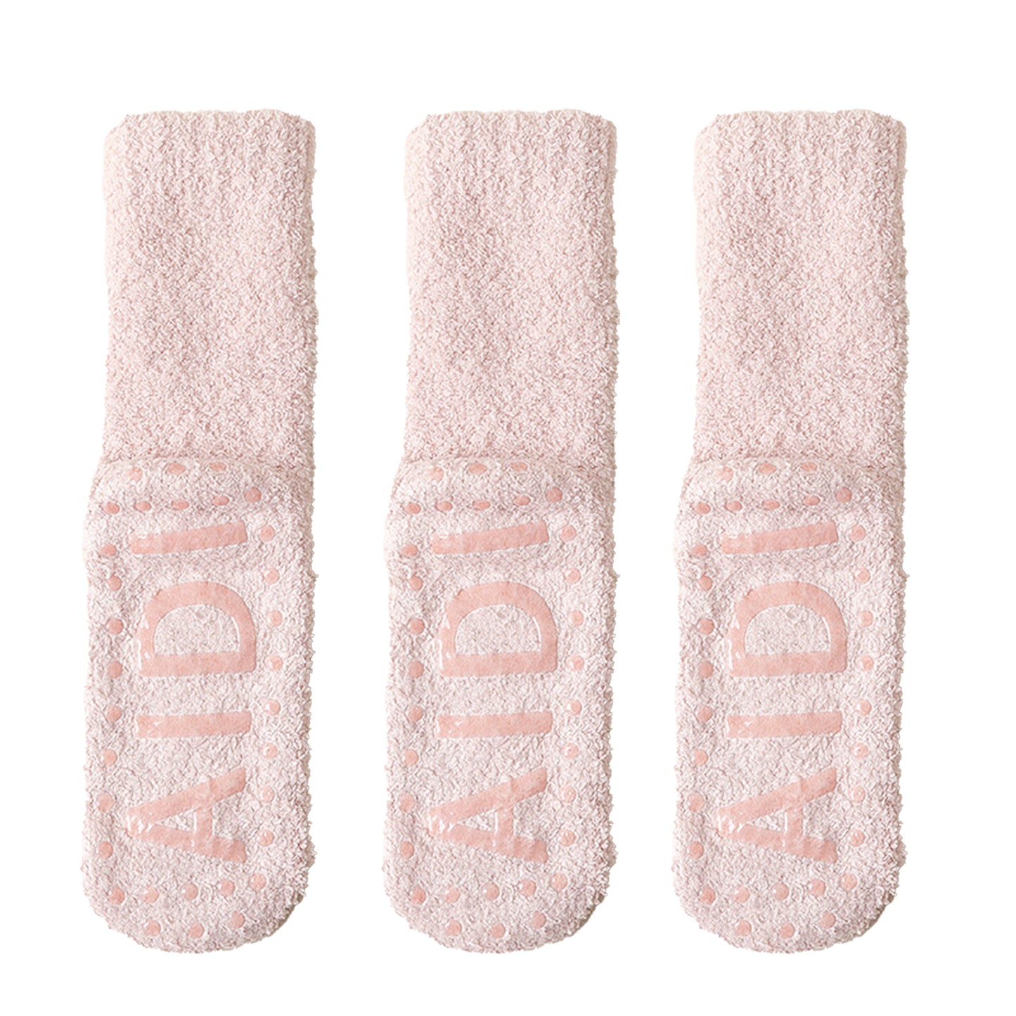 3 Pairs Women's Plush Non-Slip Crew Socks with Thick Fleece Lining and Cozy Warm Fit