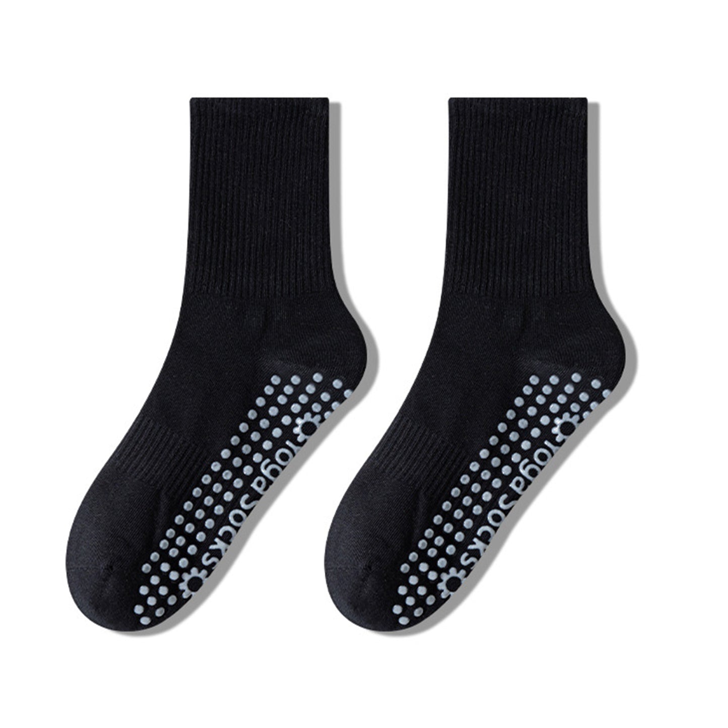 2 Pairs Women's Yoga Non-Slip Crew Socks with Gripped Soles for Pilates and Home Workouts