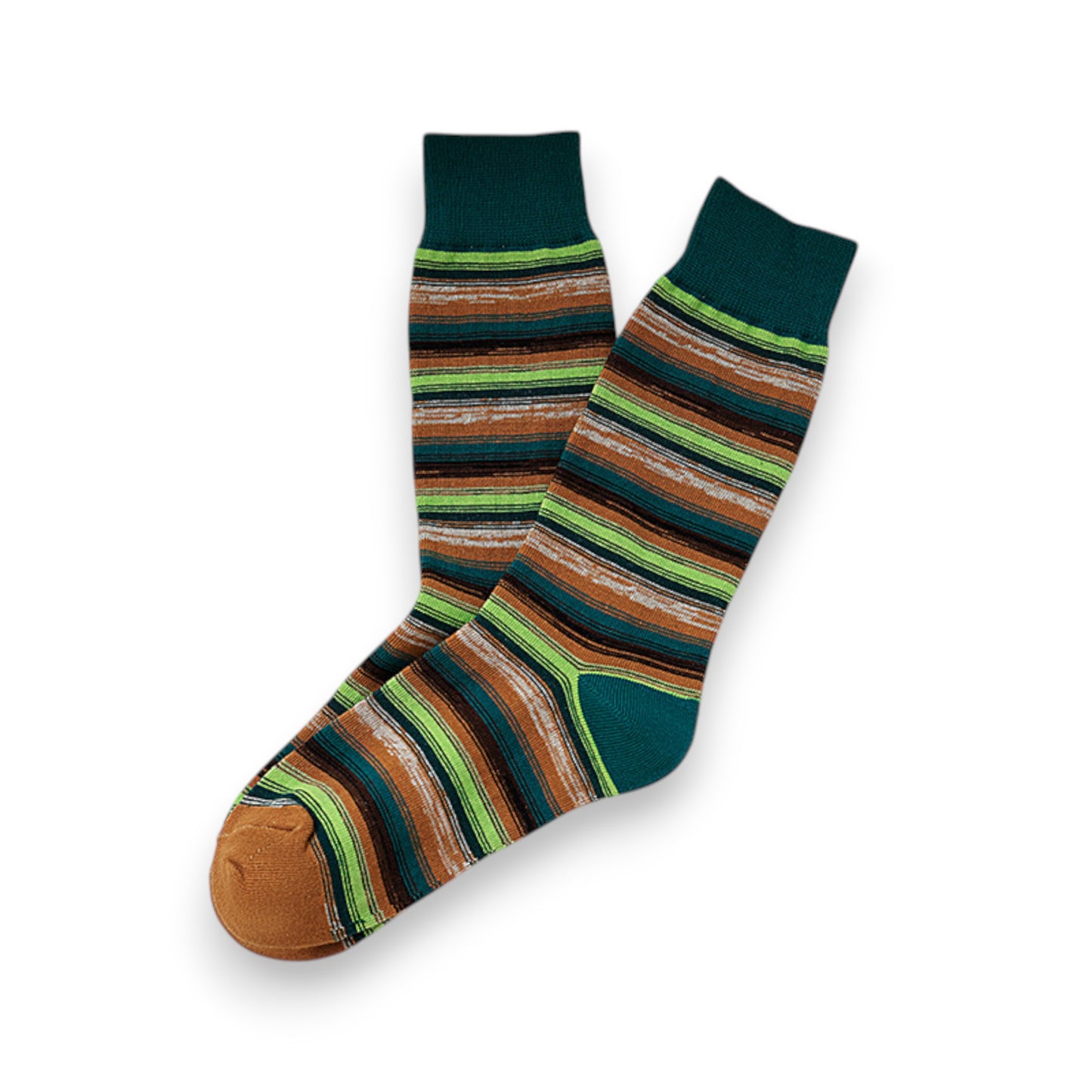 3 Pairs Cotton Crew Socks with Retro Colored Striped Patterns and Comfortable Classic