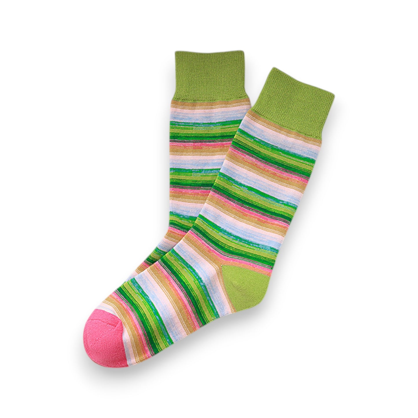 3 Pairs Cotton Crew Socks with Retro Colored Striped Patterns and Comfortable Classic