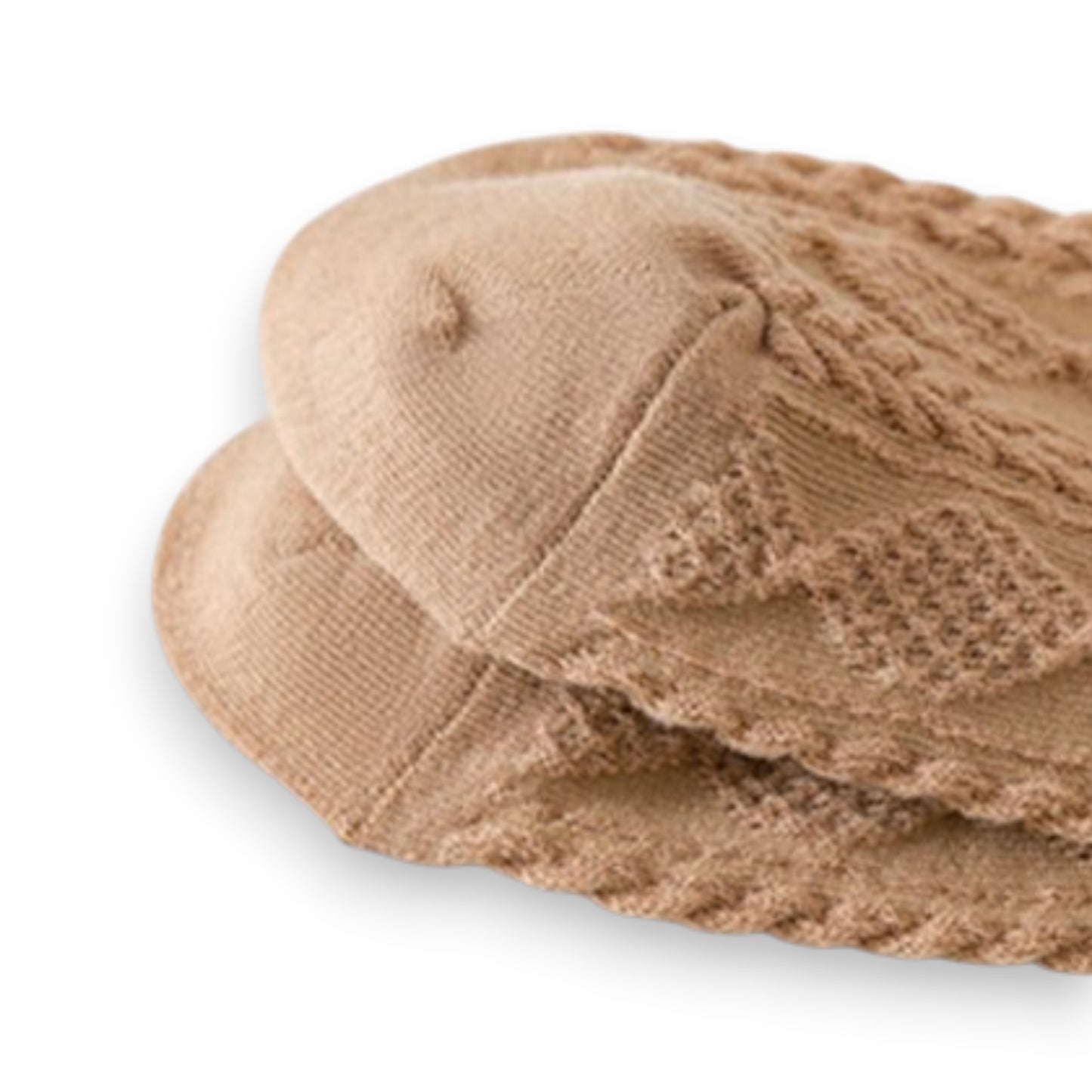 3 Pairs Textured Diamond Socks with Knitted Pattern and Scalloped Trim