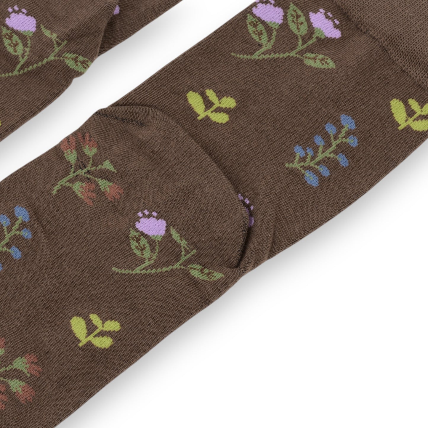 3 Pairs Floral Patterned Split-Toe Socks Soft Cotton Stretch Knit Crew Style