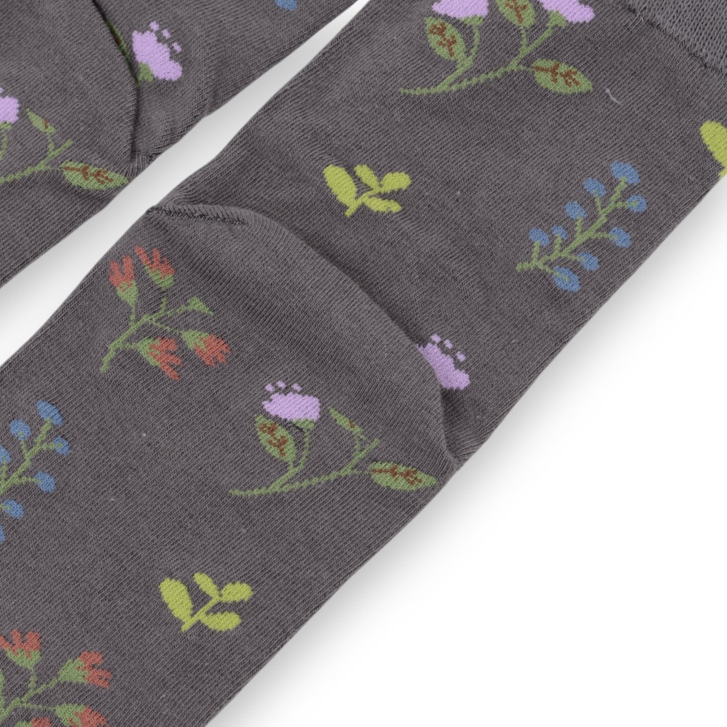 3 Pairs Floral Patterned Split-Toe Socks Soft Cotton Stretch Knit Crew Style