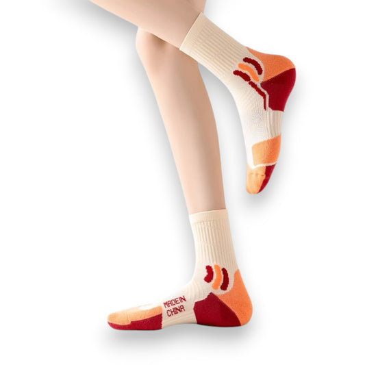 3 Pair Pack Sports Crew Socks with Color Block Toes Cushioned Soles and Ribbed Knit Design